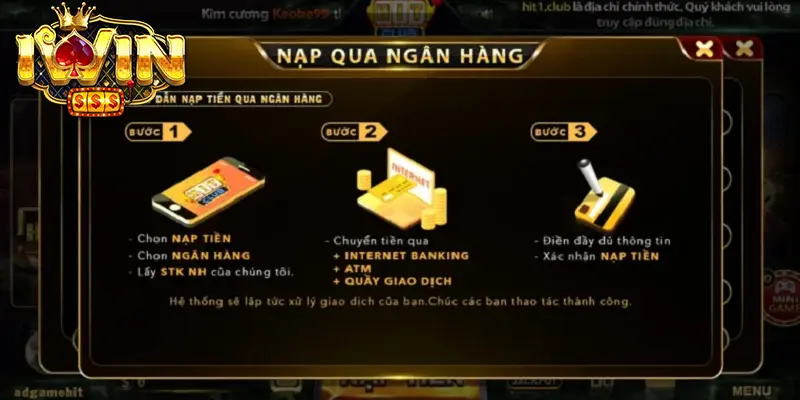 Nạp Tiền IWIN 3 Nạp tiền qua chuyển khoản ngân hàng
